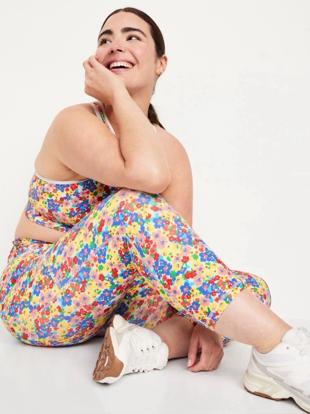 Old Navy—Powersoft High-Rise Go-Dry Crop Pocket Leggings, Multi-Floral (XXL)
